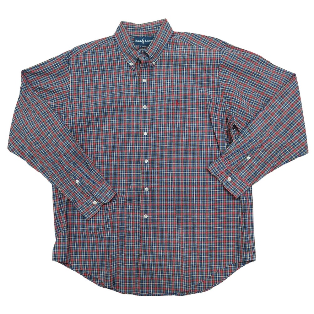 Ralph Lauren Mens XL Classic Fit Button Down Long Sleeve Shirt Plaid Runs Big